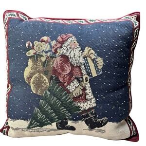 Christmas Santa Decorative Pillow by Riverdale Needlepoint Made in USA